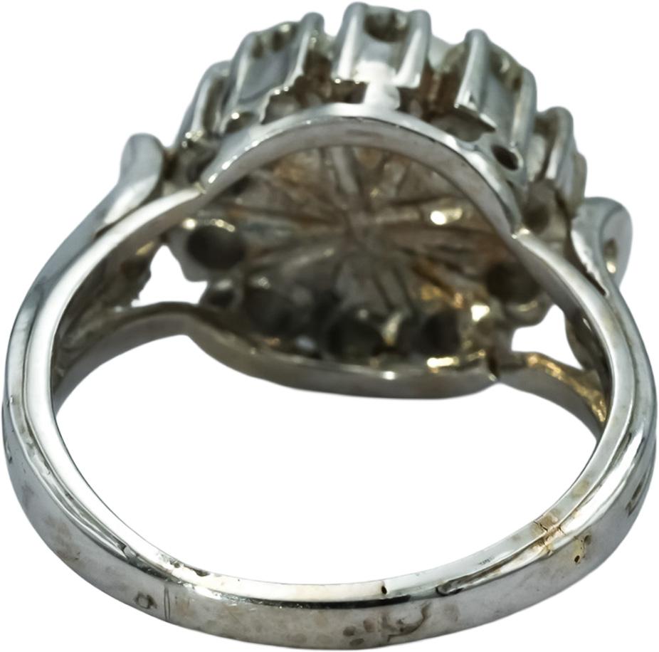 14k White Gold VS Diamond and 7.8mm Pearl Cocktail Ring 0.75CT Size 8.25
