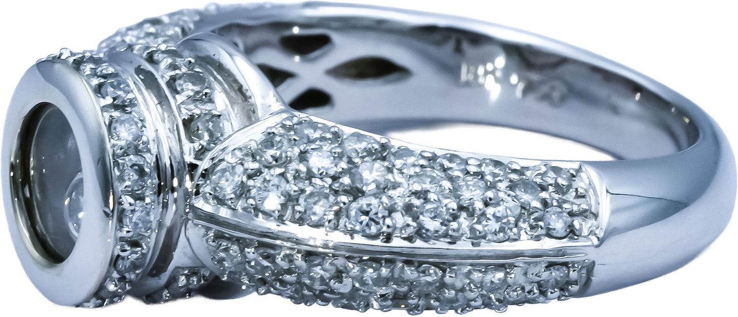 18k White Gold Round Floating Diamond Ring 1.0CT Size 7