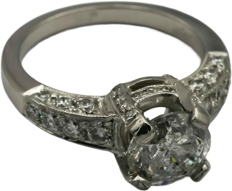 Platinum Round Diamond Engagement Ring 2.58CT w/ 2.08CT Center Size 6.5
