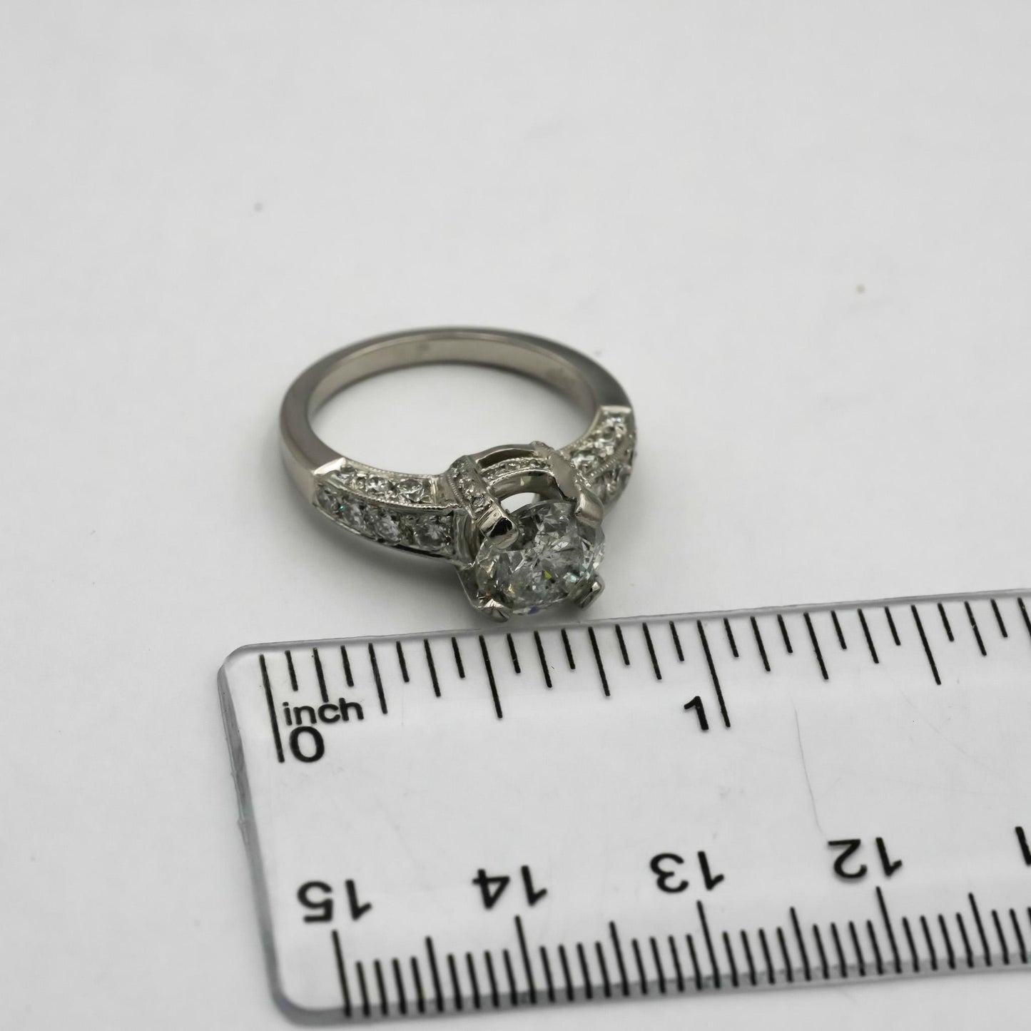 Platinum Round Diamond Engagement Ring 2.58CT w/ 2.08CT Center Size 6.5