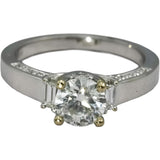 18k White Gold Diamond Engagement Ring 1.36CT w/ 1.06CT Center Size 6.75