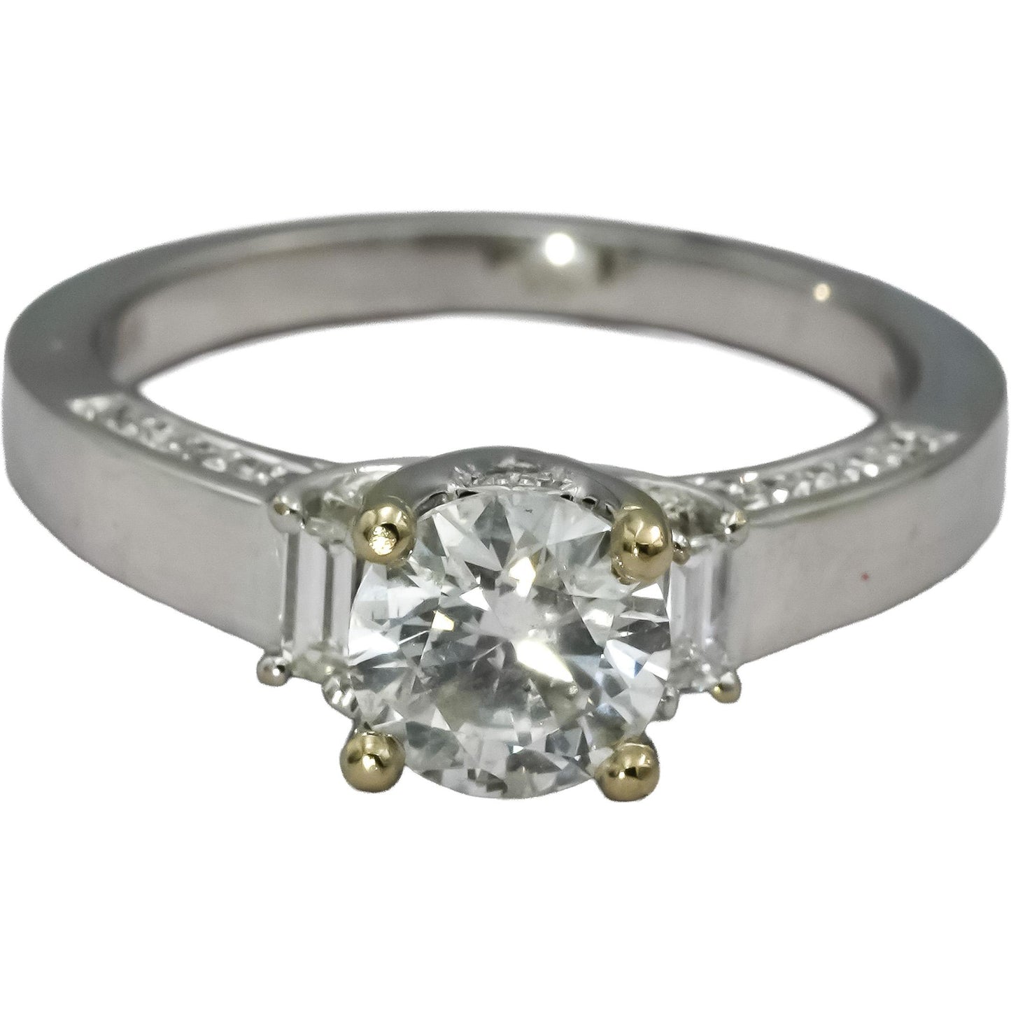 18k White Gold Diamond Engagement Ring 1.36CT w/ 1.06CT Center Size 6.75