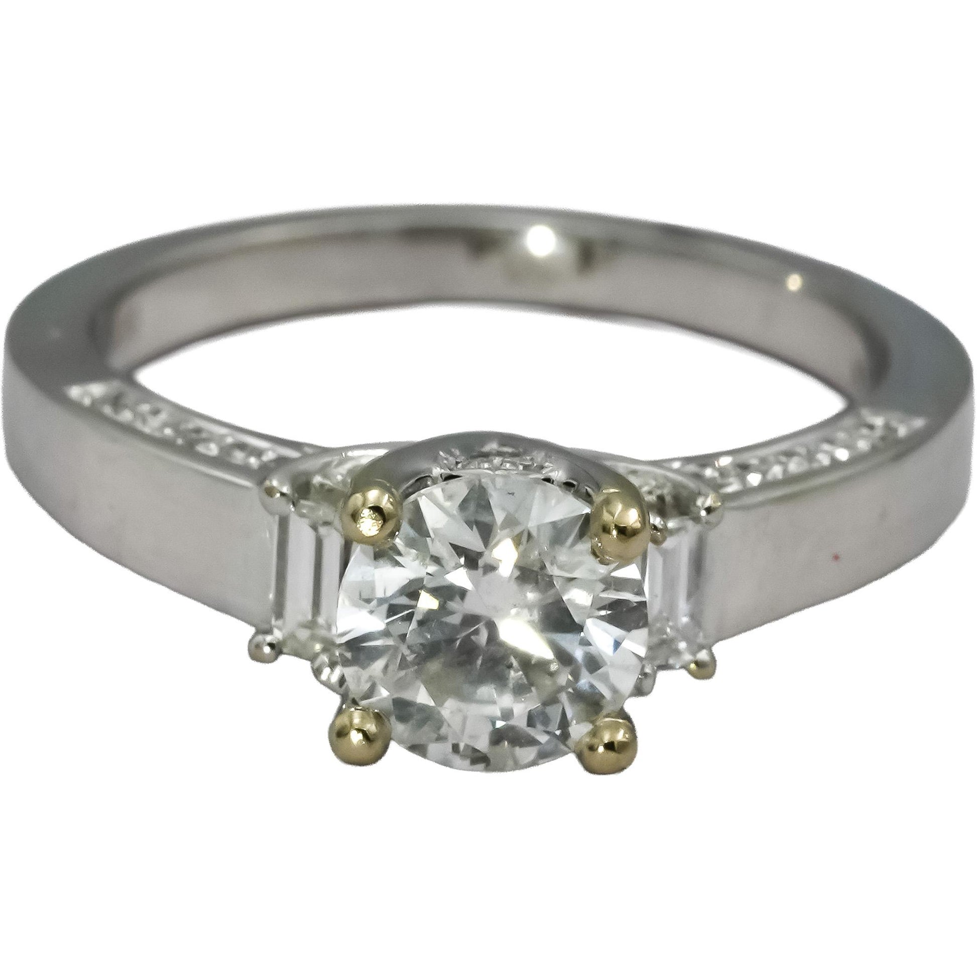 18k White Gold Diamond Engagement Ring 1.36CT w/ 1.06CT Center Size 6.75