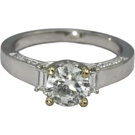 18k White Gold Diamond Engagement Ring 1.36CT w/ 1.06CT Center Size 6.75