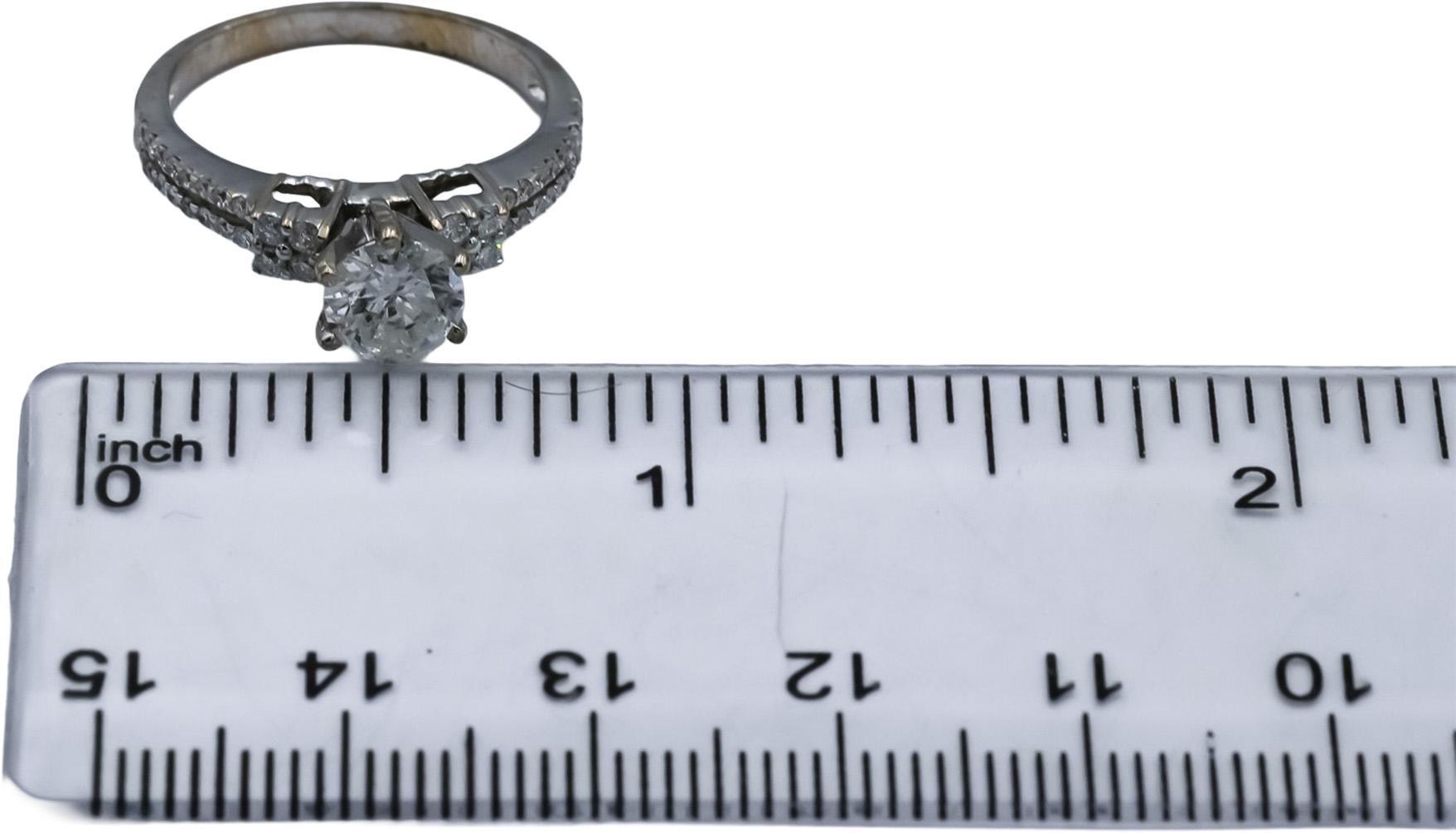18k White Gold Round Diamond Engagement Ring 1.05CT w/ 0.80CT Center Size 5.5