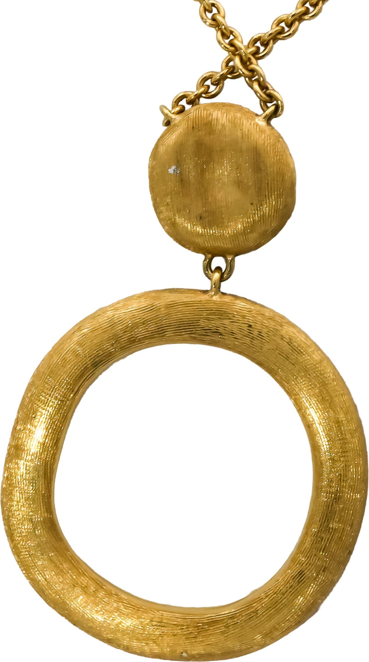 MARCO BICEGO 18k Yellow Gold Diamond Circle Pendant Necklace 0.08CT