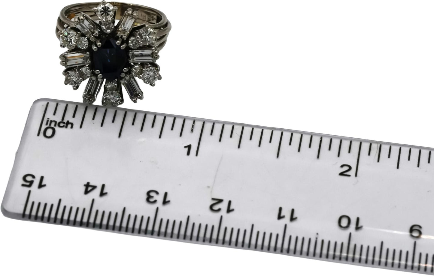 18k White Gold VS Diamond and Sapphire Flower Ring 2.70CT Size 5.25