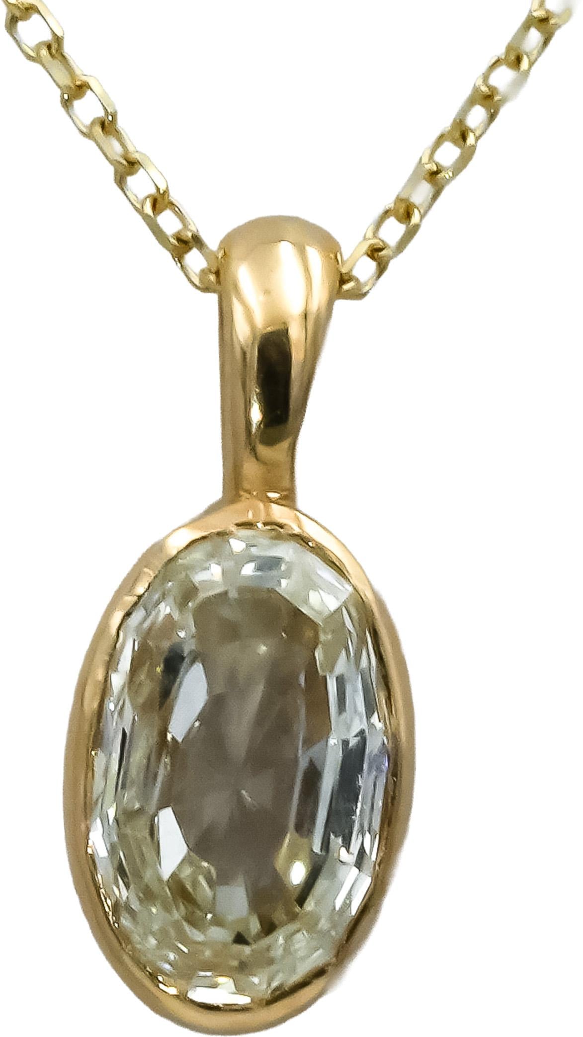 18k & 14k Yellow Gold VS Oval Step Cut Diamond Solitaire Pendant Necklace 0.92CT