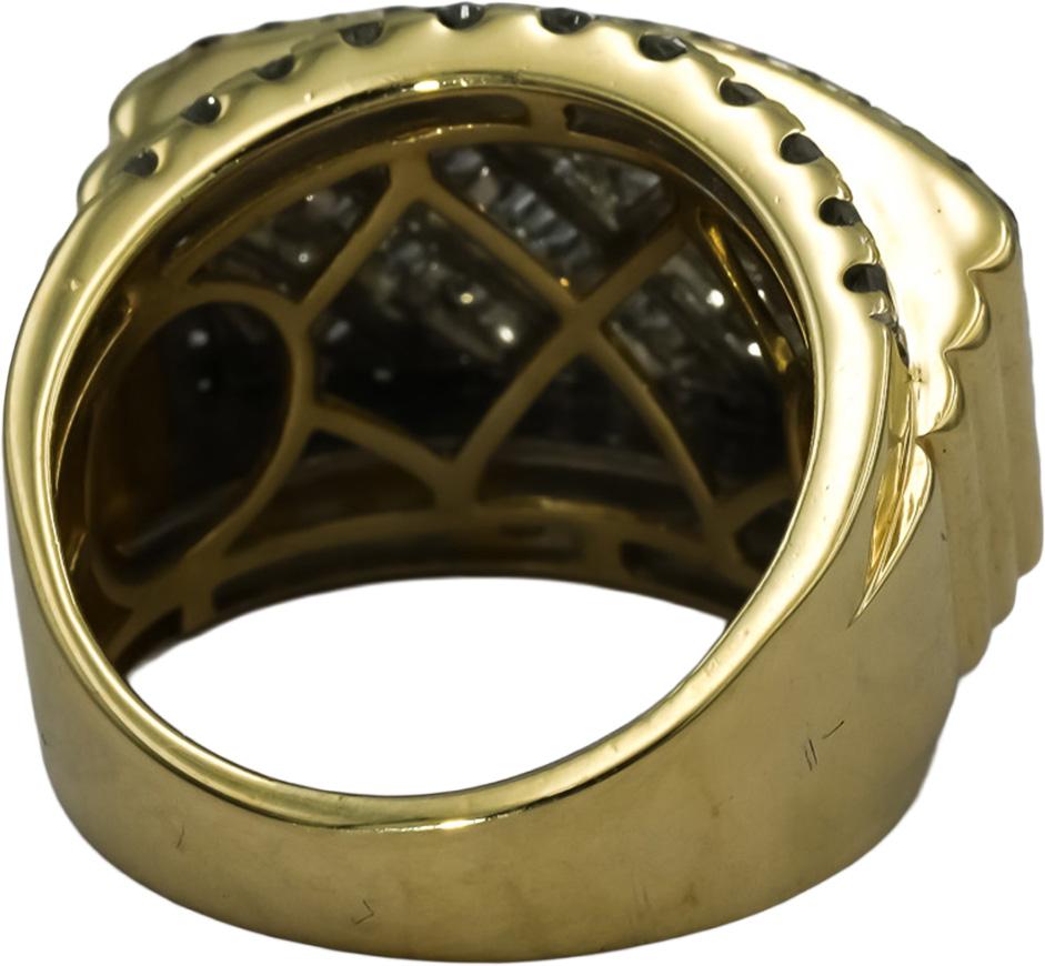 10k Yellow Gold Round and Baguette Cut Diamond Men's Band Ring 3.50CT Size 9.75