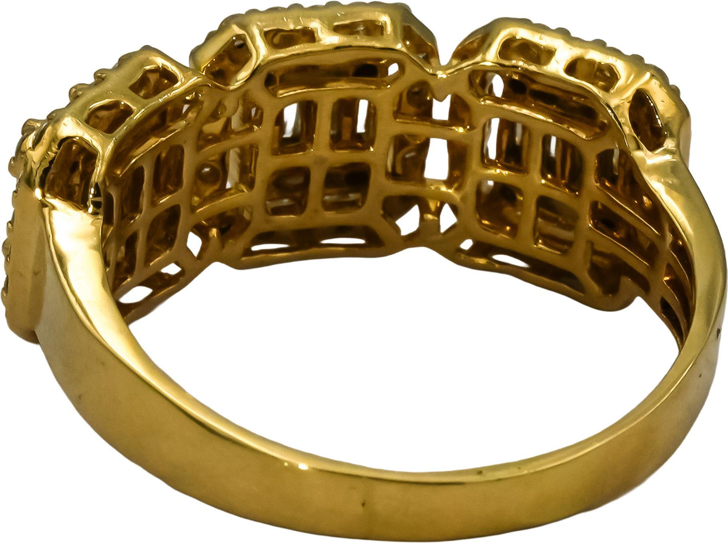 10k Yellow Gold Round & Baguette Cut Diamond Cocktail Ring 1.0CT Size 9.75
