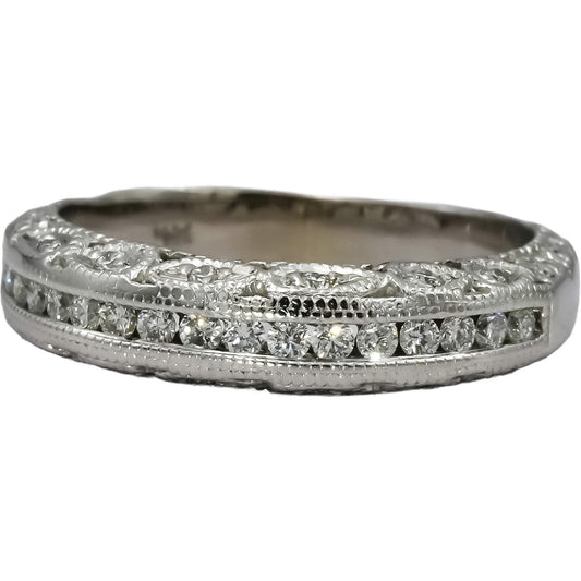 14k White Gold VS Diamond Antique Style Milgrain Band Ring 0.40CT Size 7