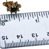 14k Yellow Gold Round Diamond Pear Cut Sapphire Stud Earrings 0.75CT
