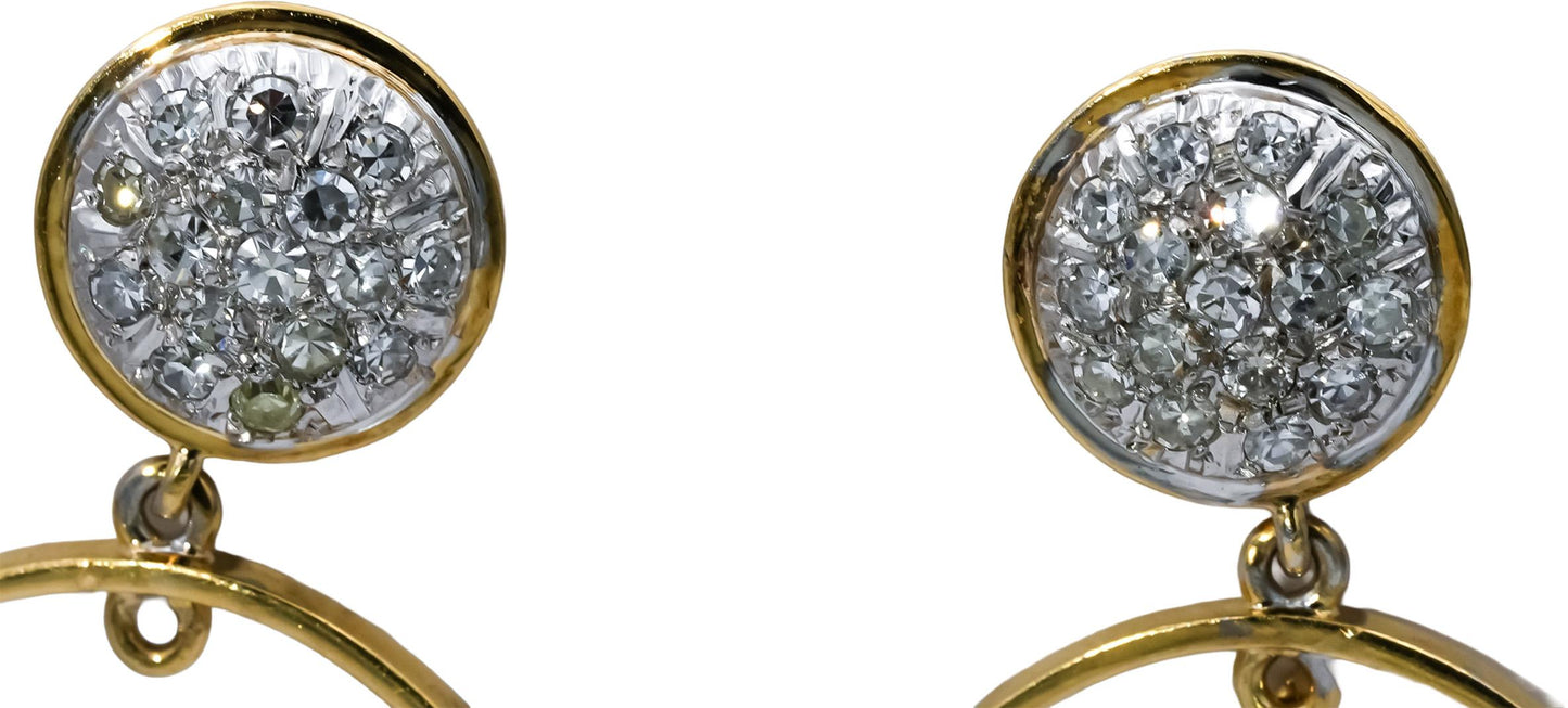 Vintage Antique 14k Yellow & White Gold 1.0CT Diamond Dangle Earrings 1.0CT