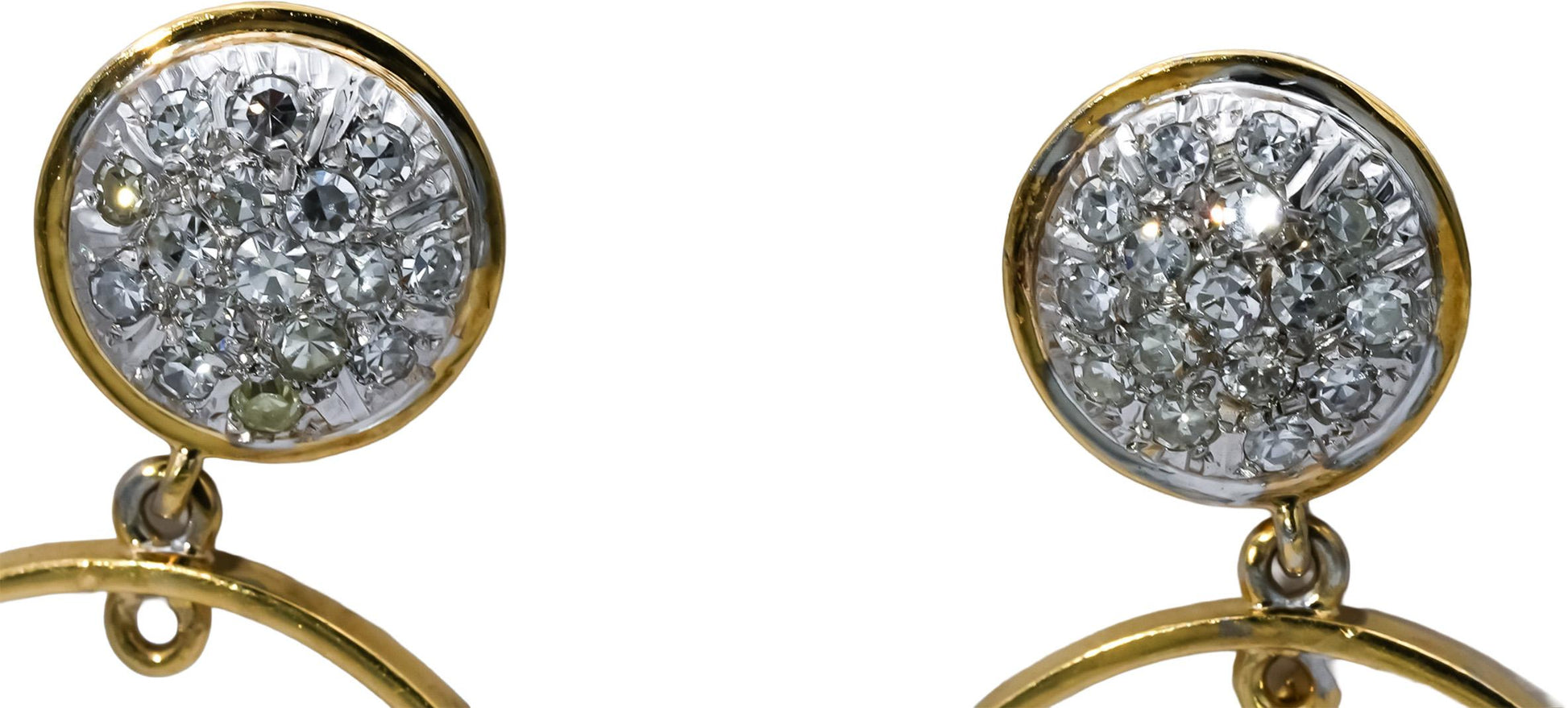 Vintage Antique 14k Yellow & White Gold 1.0CT Diamond Dangle Earrings 1.0CT