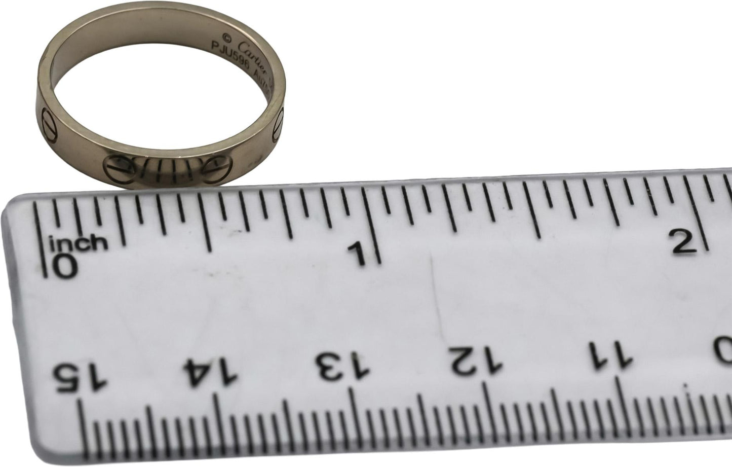 CARTIER 18k White Gold Love Screw Motif Ring Size 54 w/ Box