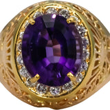 14k Yellow Gold Diamond and Amethyst Cocktail Ring 8.50CT Size 8.75
