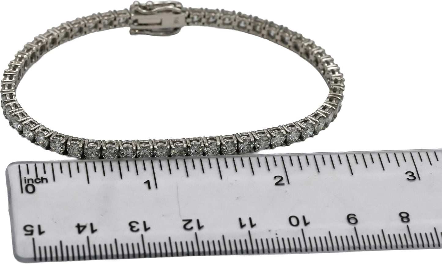 14k White Gold VS Round Lab-Grown Diamond Tennis Bracelet 6.72CT