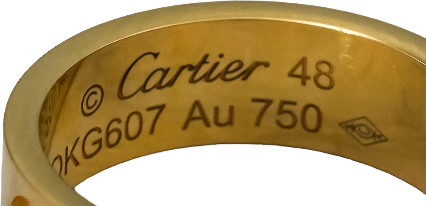 CARTIER 18k Yellow Gold Love Screw Motif Ring 5.5mm Wide Size 48