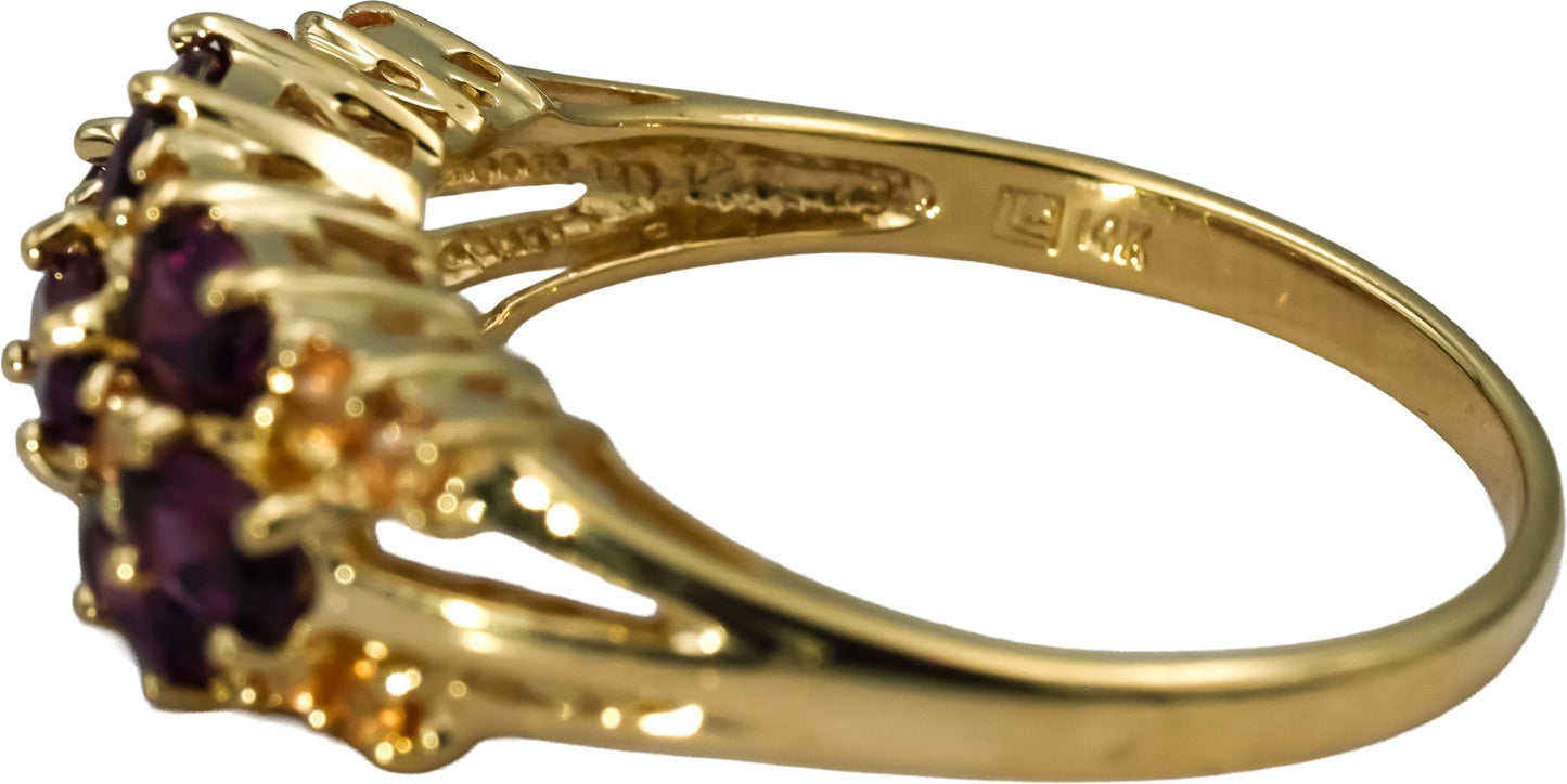 14k Yellow Gold Tourmaline and Citrine Band Ring 1.35CT Size 11