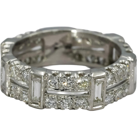 Vintage Antique Platinum VS Diamond Eternity Band Ring 1.25CT Size 6