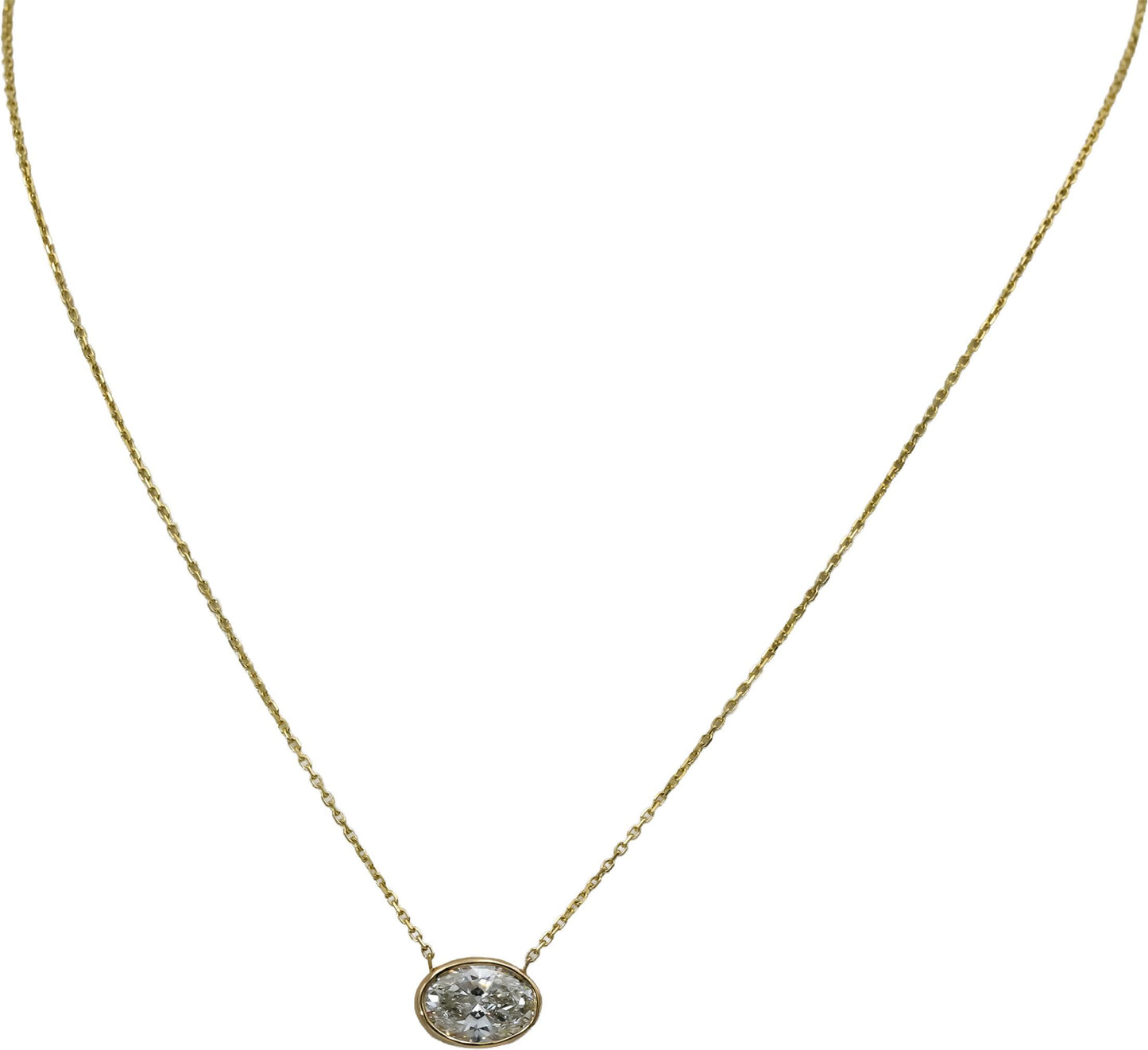 IGI 14k Yellow Gold VS1/F Oval Cut Lab-Grown Diamond Pendant Necklace 2.21CT
