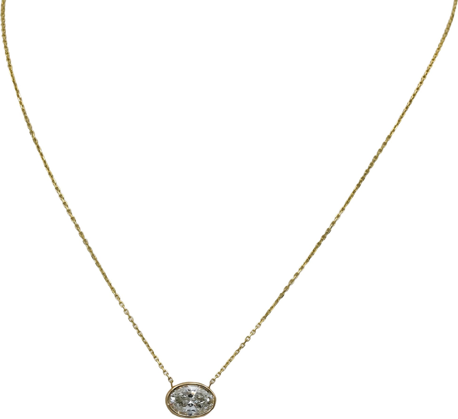 IGI 14k Yellow Gold VS1/F Oval Cut Lab-Grown Diamond Pendant Necklace 2.21CT