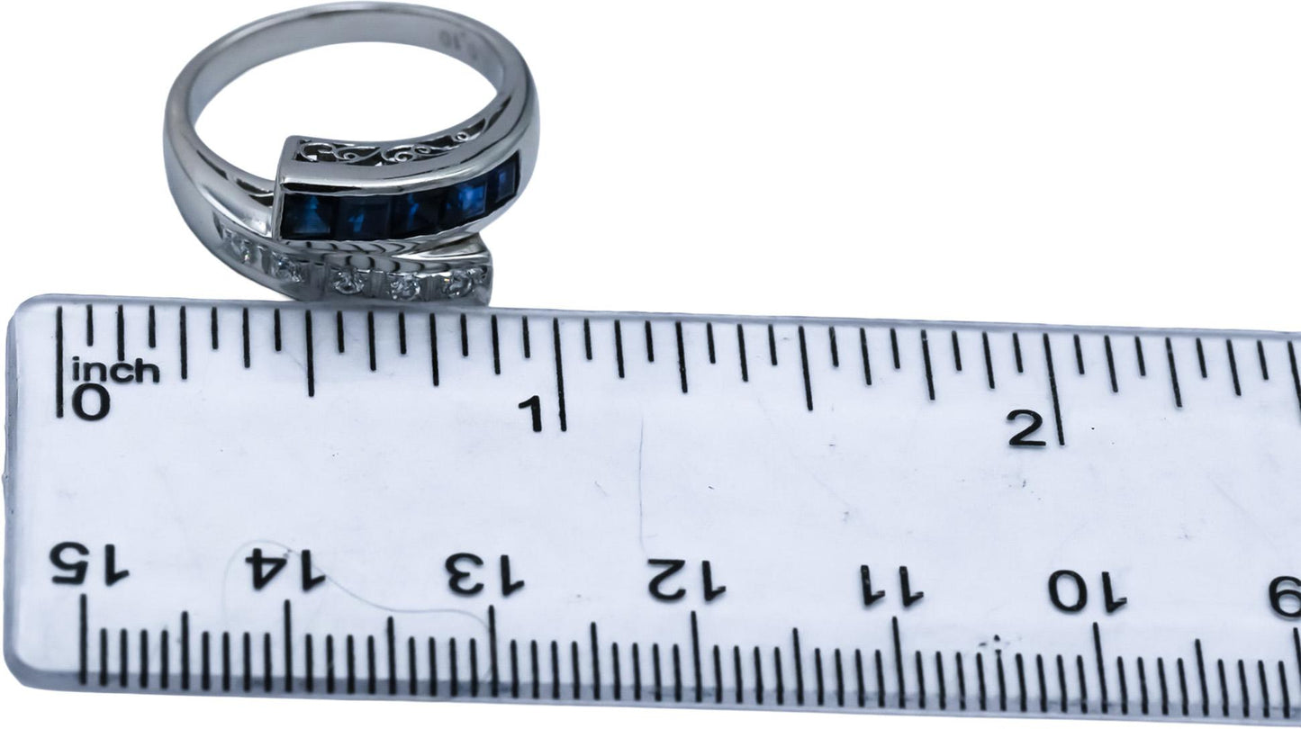 Platinum VS Diamond and Sapphire Bypass Ring 1.04CT Size 6