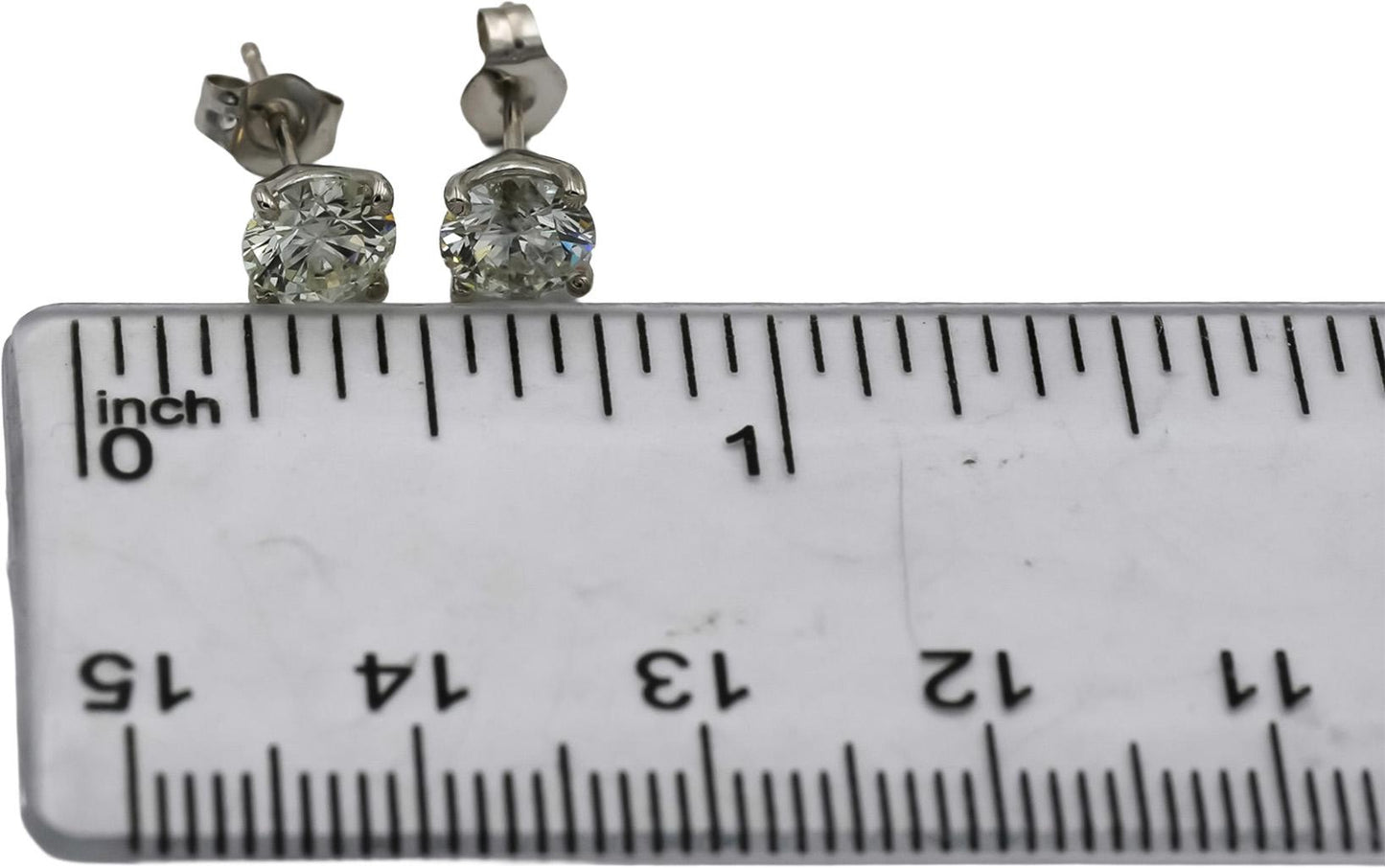 14k White Gold Round Diamond Martini Setting Stud Earrings 1.40CT