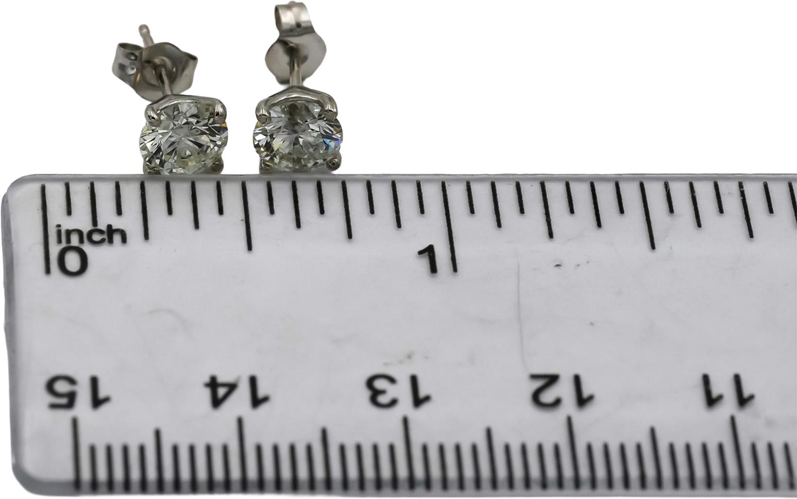 14k White Gold Round Diamond Martini Setting Stud Earrings 1.40CT