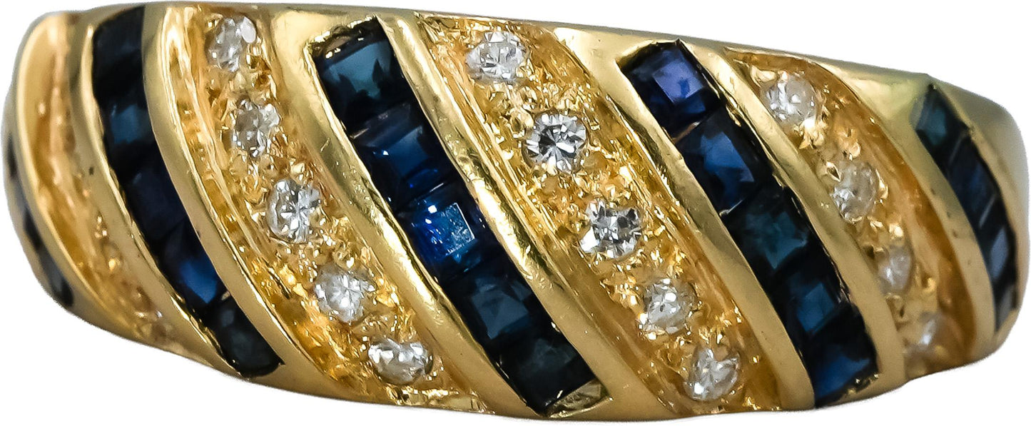14k Yellow Gold Diamond and Sapphire Band Ring 1.0CT Size 9
