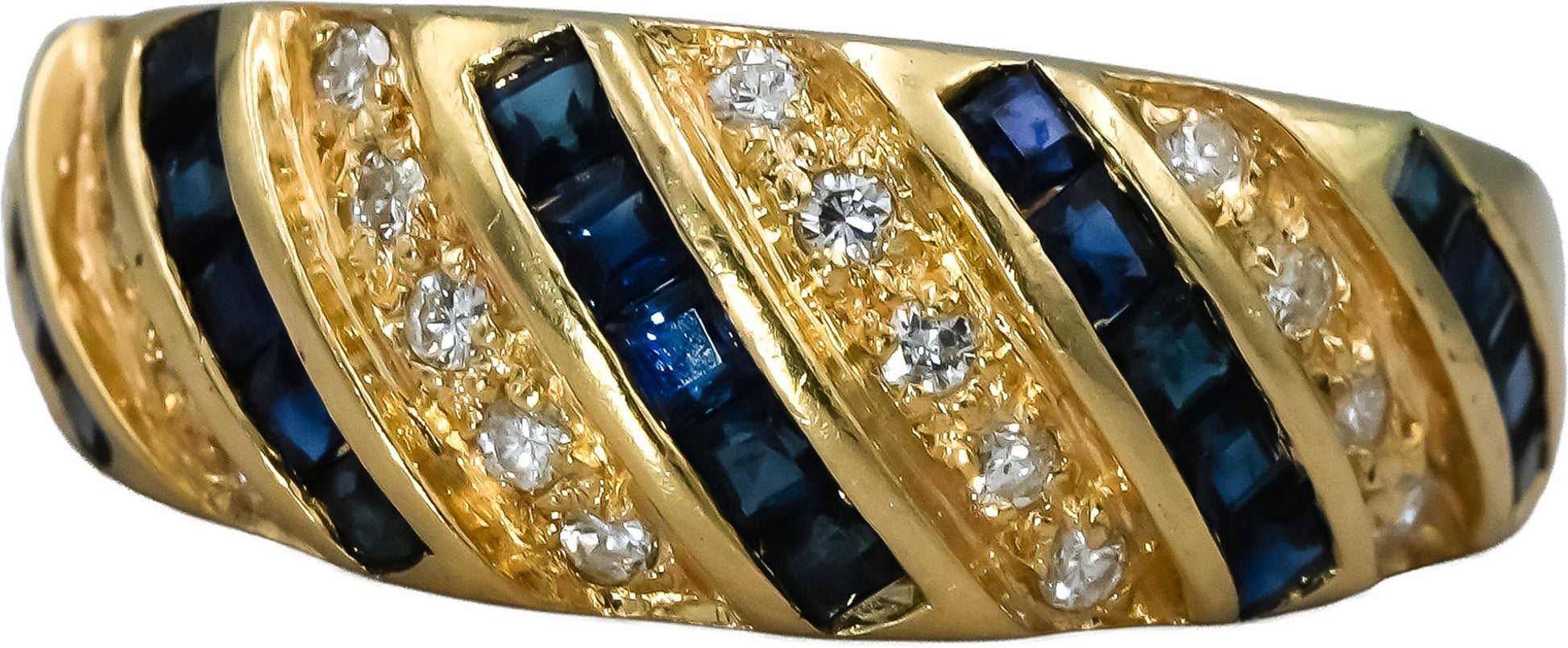 14k Yellow Gold Diamond and Sapphire Band Ring 1.0CT Size 9