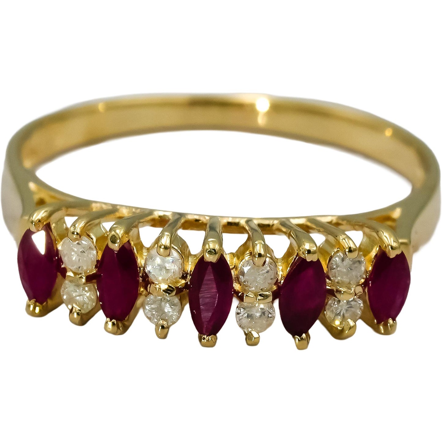 14k Yellow Gold Diamond and Ruby Band Ring 0.50CT Size 6.75