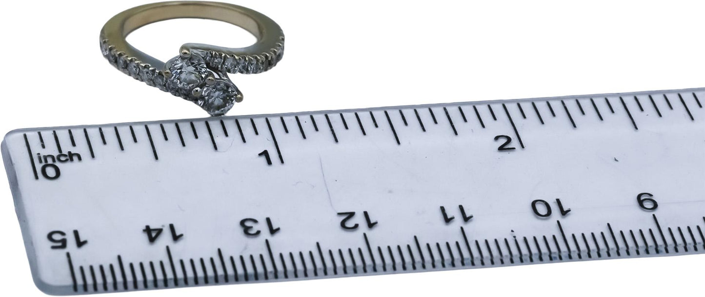14k White Gold Round Diamond Bypass Ring 0.75CT Size 4