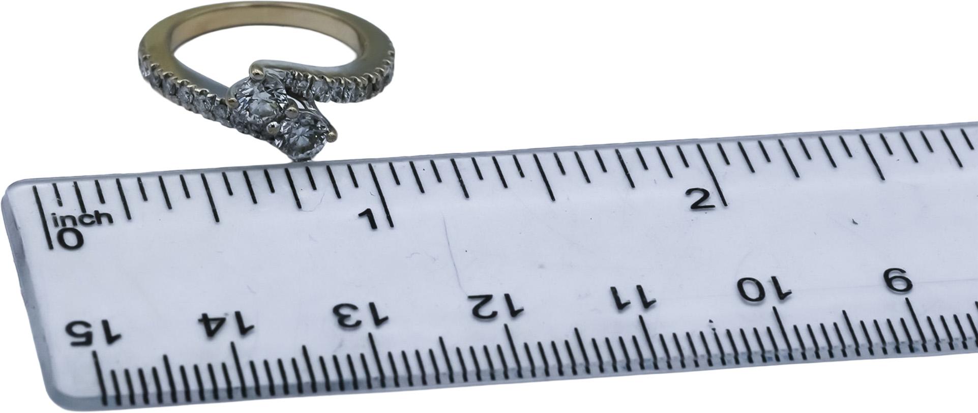 14k White Gold Round Diamond Bypass Ring 0.75CT Size 4