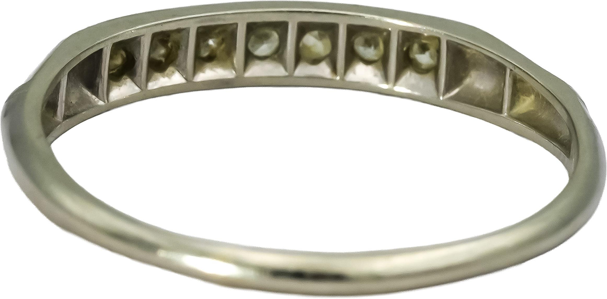Vintage Antique 18k White Gold Diamond Band Ring 0.25CT Size 8.5