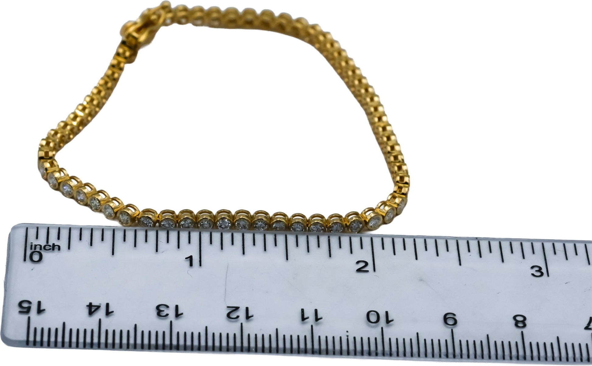 14k Yellow Gold VS Round Bezel Set Diamond Tennis Bracelet 2.36CT
