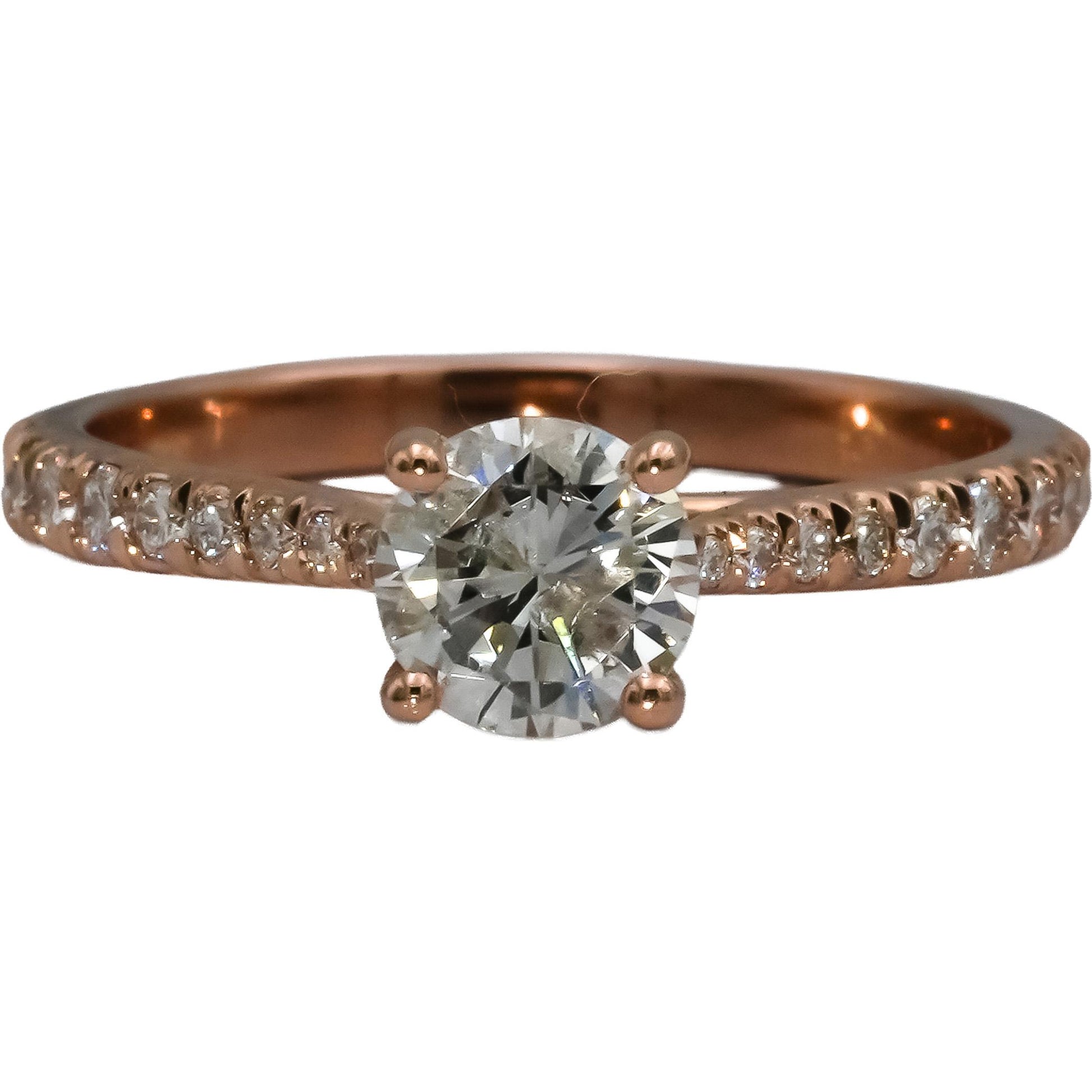 14k Rose Gold Diamond Engagement Ring 1.0CT w/ 0.75CT Center Size 7