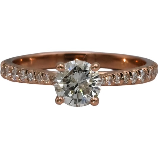 14k Rose Gold Diamond Engagement Ring 1.0CT w/ 0.75CT Center Size 7