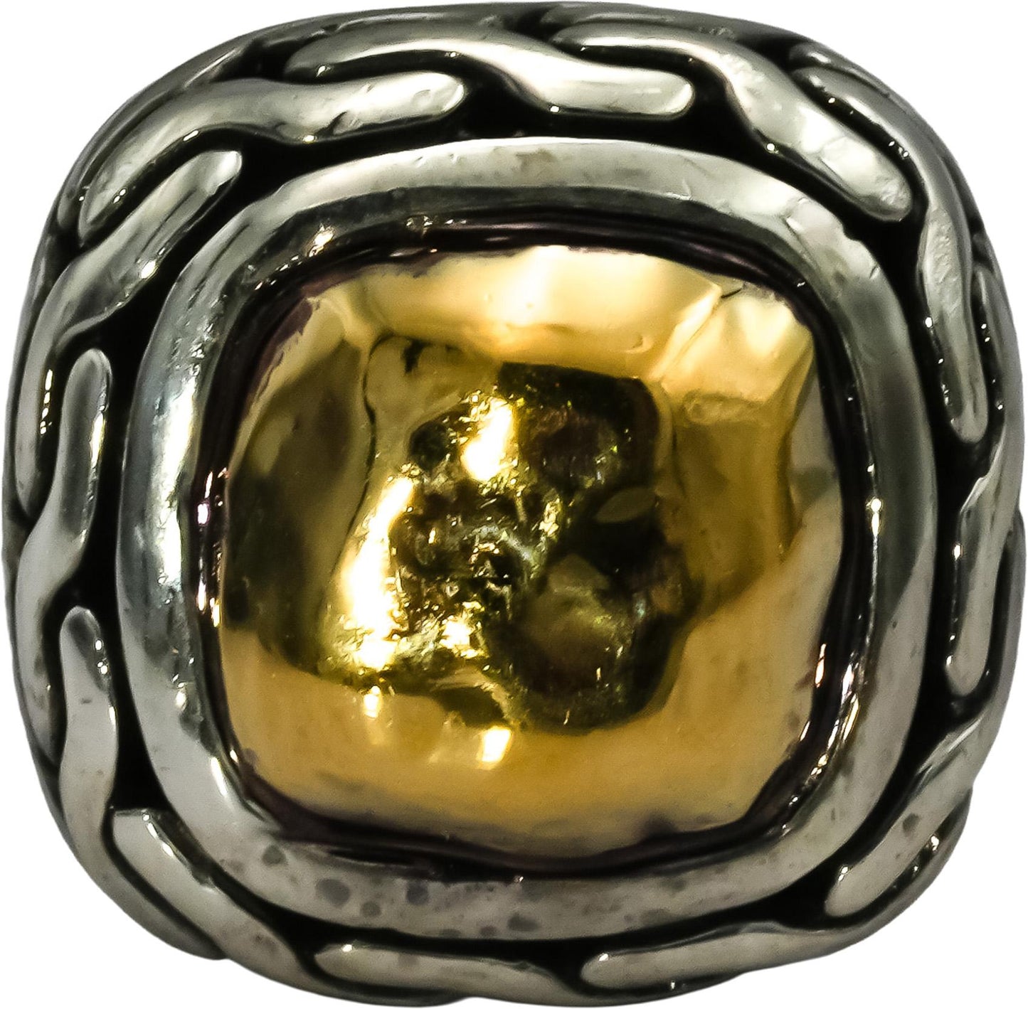 JOHN HARDY Sterling Silver 22k Yellow Gold Palu Collection Square Stud Earring
