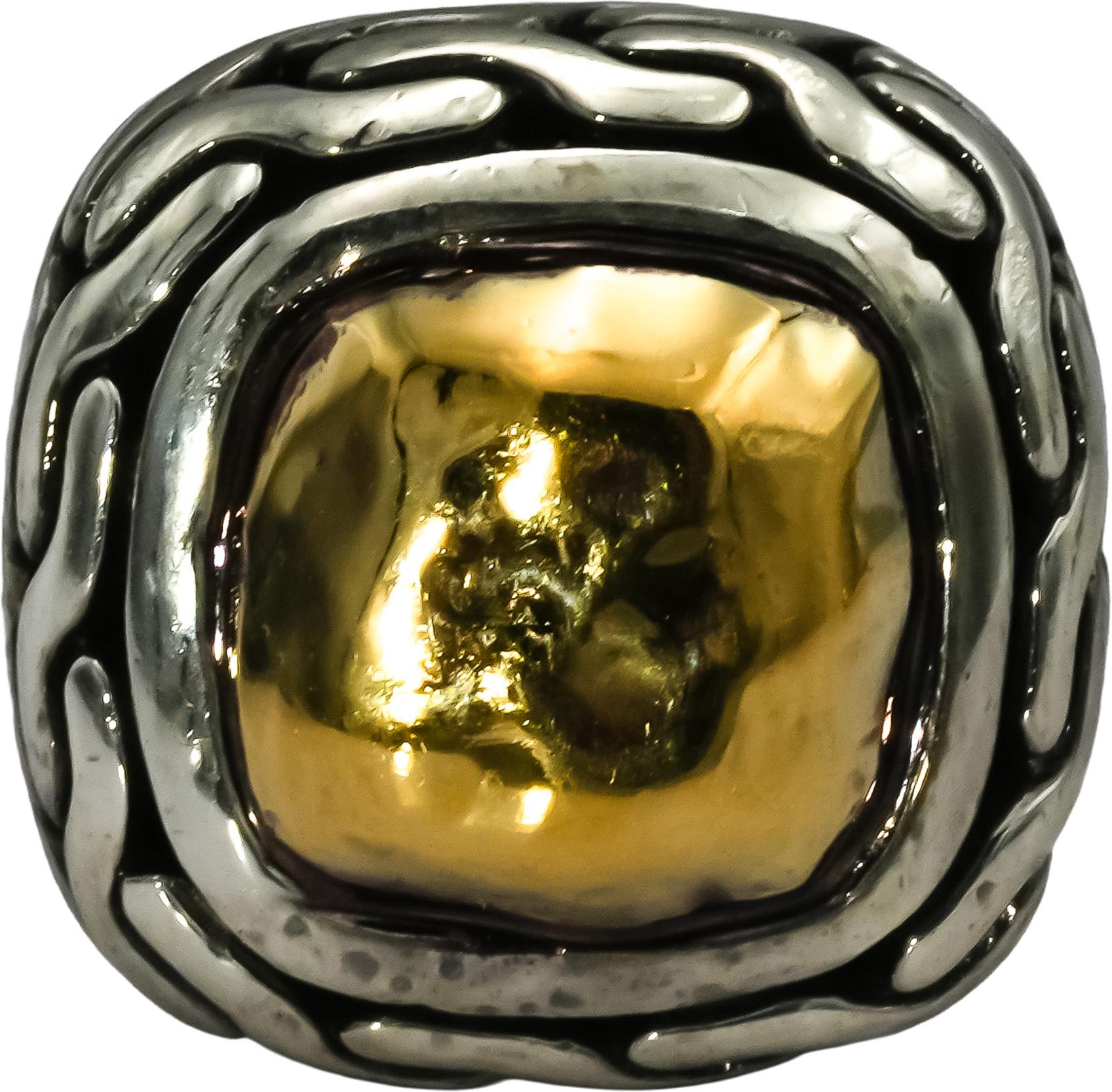 JOHN HARDY Sterling Silver 22k Yellow Gold Palu Collection Square Stud Earring