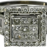 10k White Gold Princess Baguette Round Diamond Cluster Ring 2.0CT Size 8
