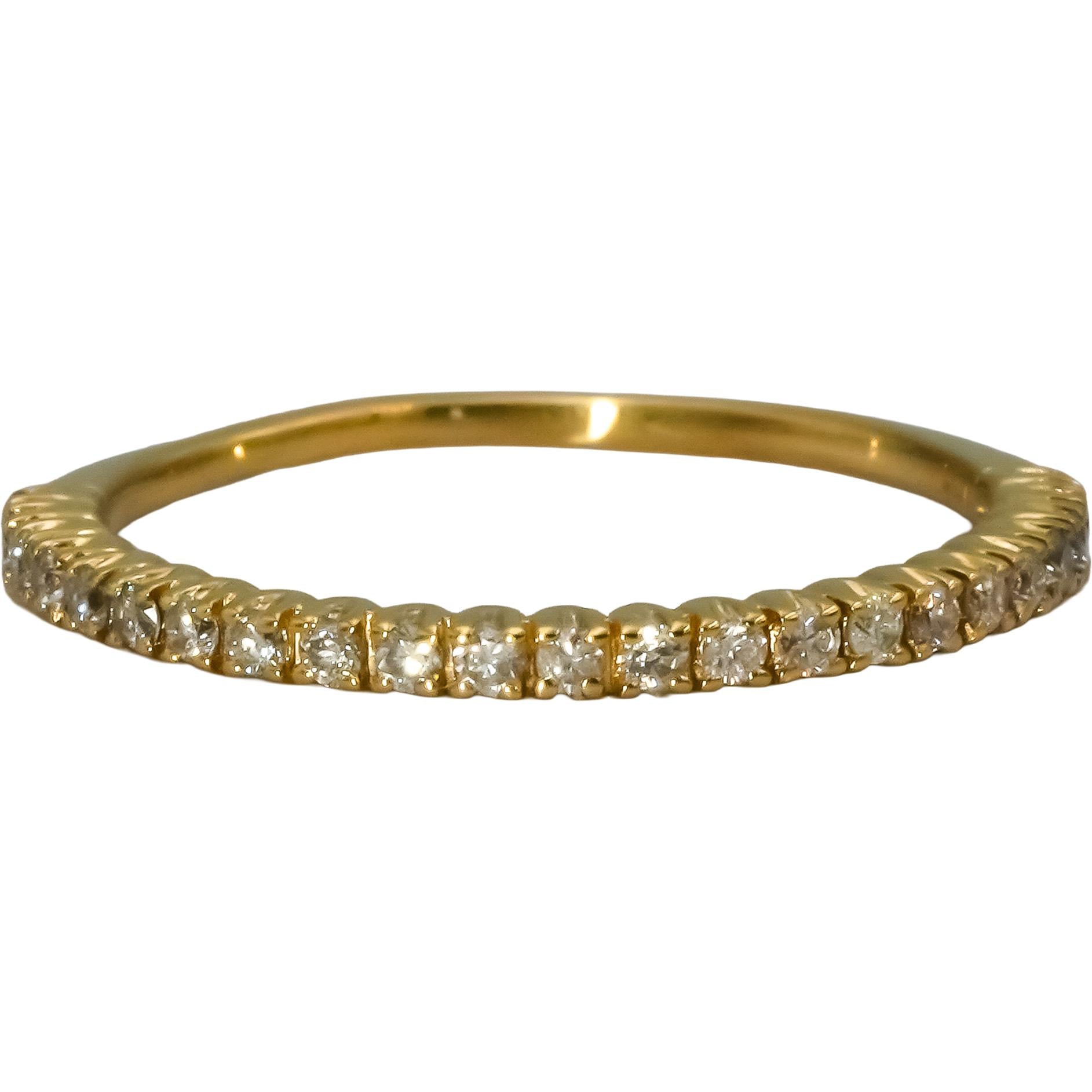 14k Yellow Gold VS Round Diamond Half Eternity Band Ring 0.25CT Size 6.75