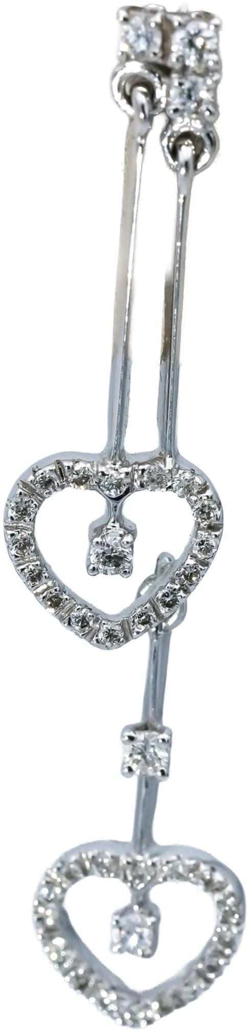 18k White Gold VS Round Diamond Heart Dangle Drop Earrings 0.50CT