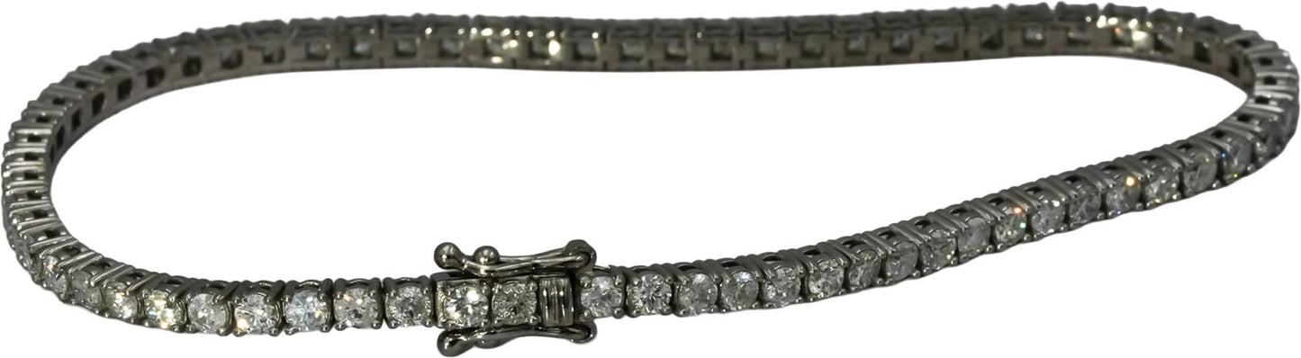 Platinum Round Cut Diamond Tennis Bracelet 3.35CT