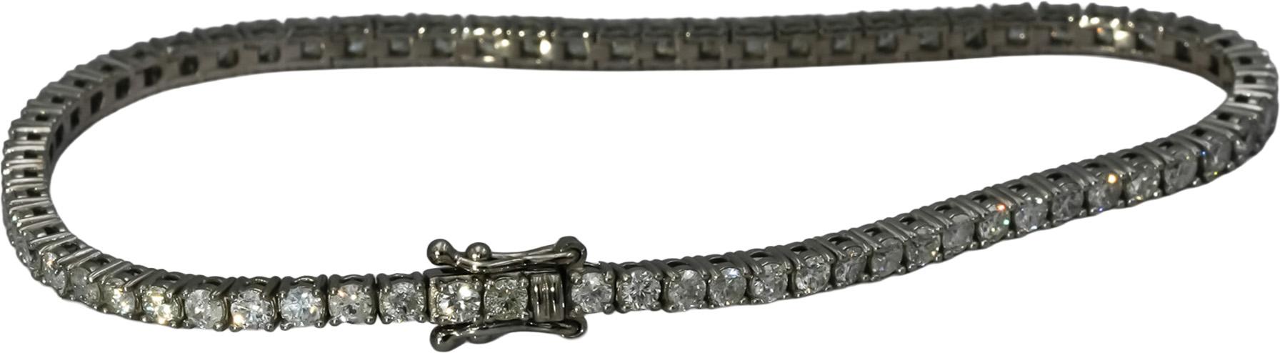 Platinum Round Cut Diamond Tennis Bracelet 3.35CT