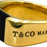 TIFFANY & CO. 18k Yellow Gold 1837 Makers Black Onyx Signet Men's Ring Size 13.5