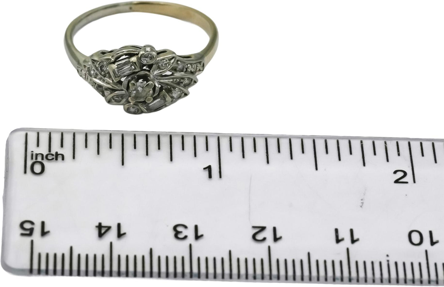 Antique 14k White Gold Diamond Cocktail Ring 0.30CT Size 9