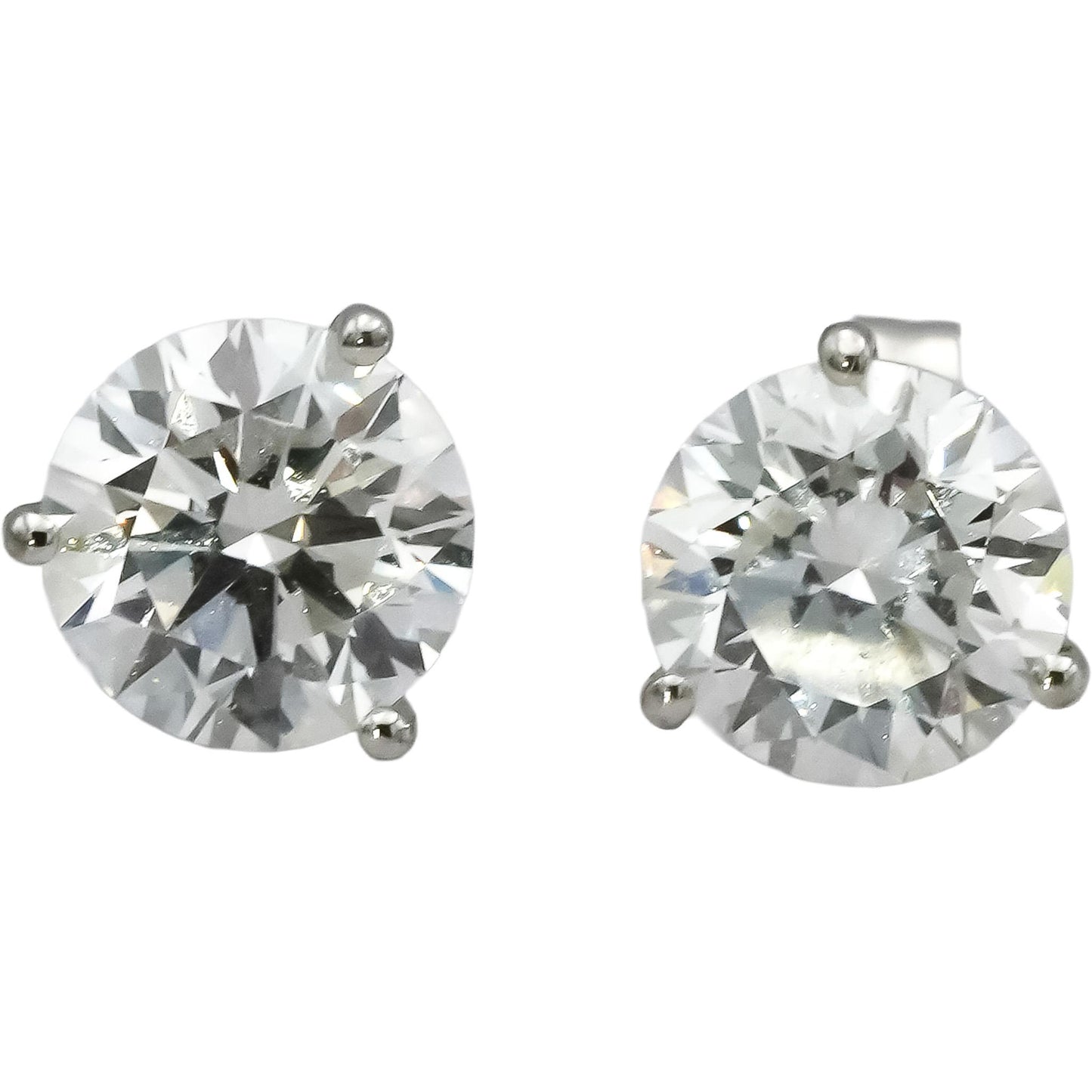 14k White Gold VS Round Lab-Grown Diamond Martini Setting Stud Earrings 3.11CT