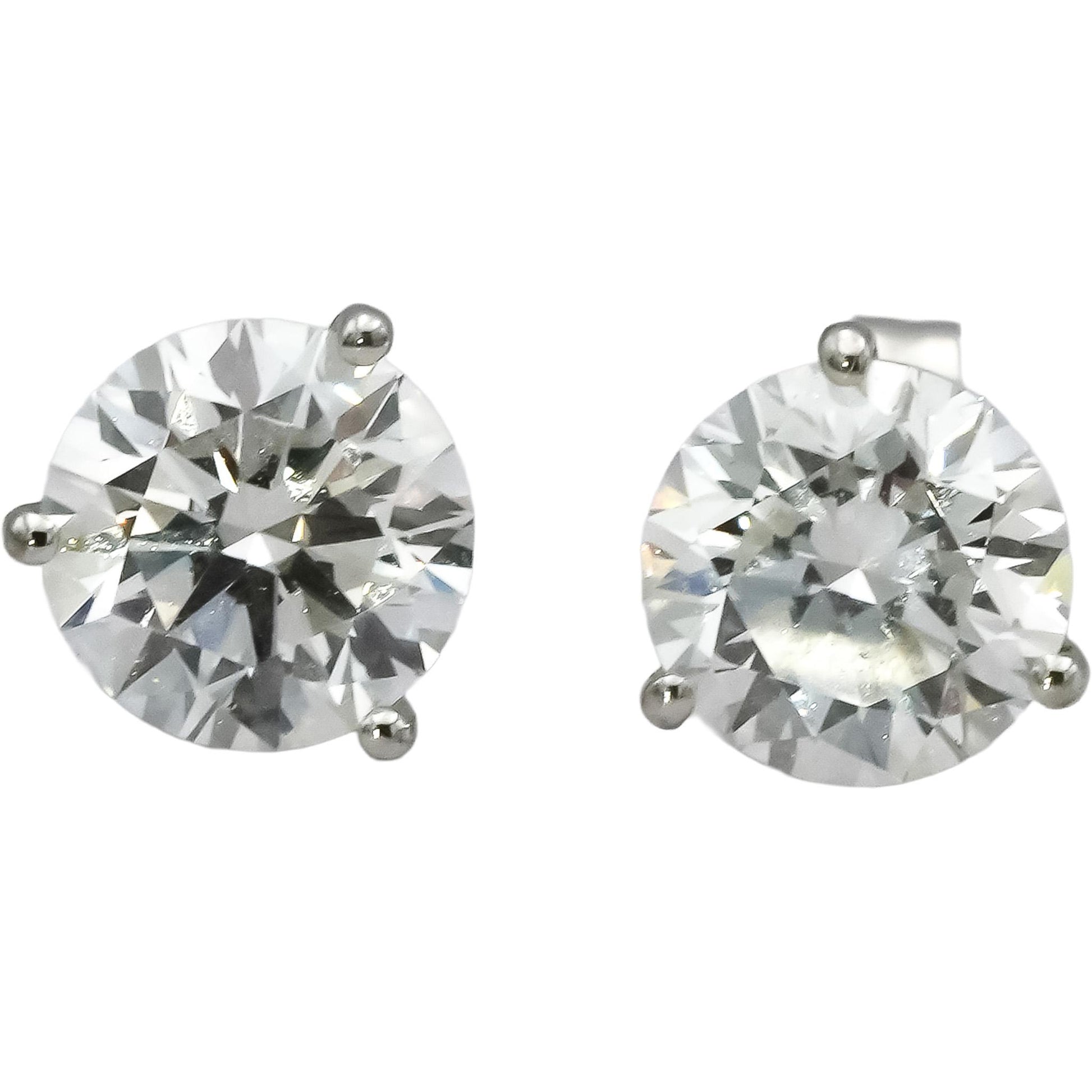 14k White Gold VS Round Lab-Grown Diamond Martini Setting Stud Earrings 3.11CT