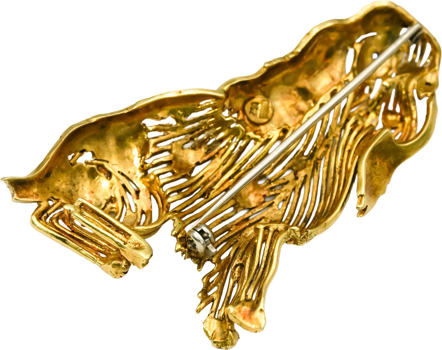 18k Yellow Gold Enamel Cocker Spaniel Dog Brooch Pin